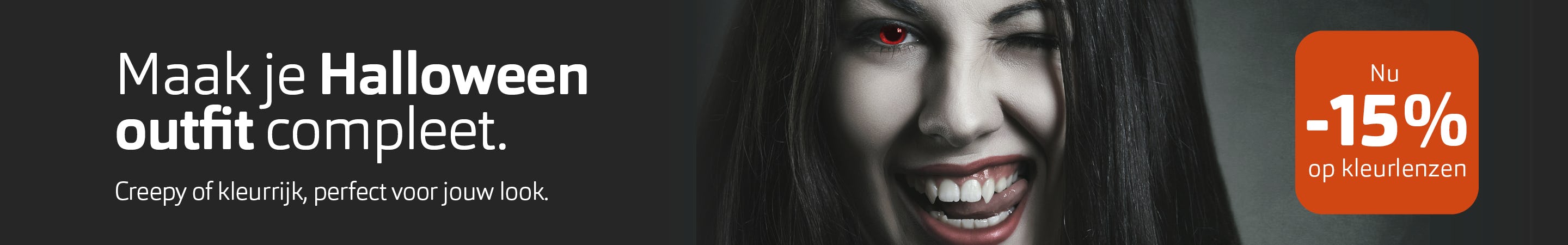 Halloween lenzen 15% korting.